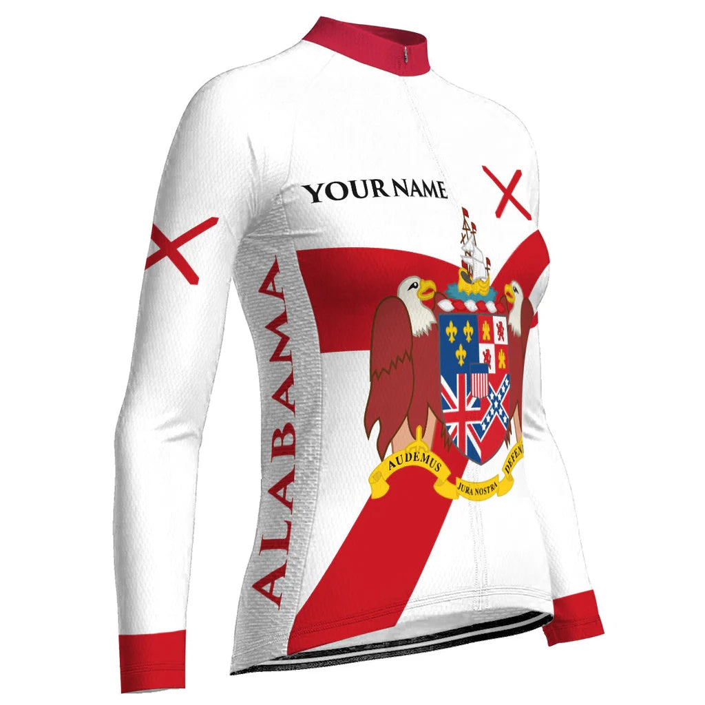 Personalize Alabama Women's Winter Thermal Fleece Cycling Jersey Long Sleeve