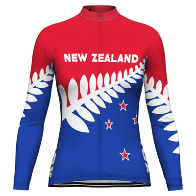 Custom New Zealand Women's Winter Thermal Fleece Cycling Jersey Long Sleeve