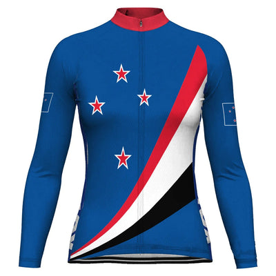 Custom New Zealand Women's Winter Thermal Fleece Cycling Jersey Long Sleeve