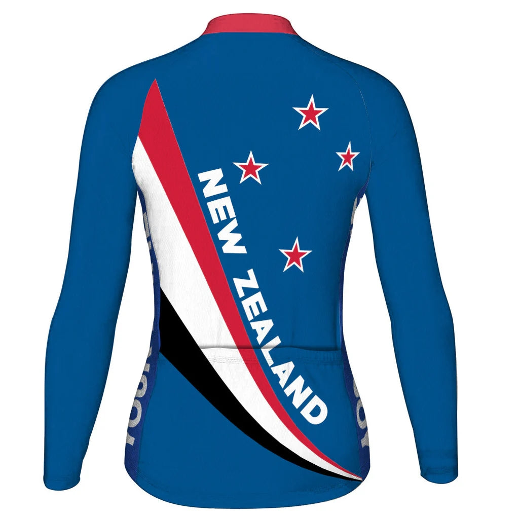 Custom New Zealand Women's Winter Thermal Fleece Cycling Jersey Long Sleeve