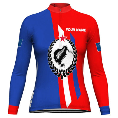 Custom New Zealand Women's Winter Thermal Fleece Cycling Jersey Long Sleeve