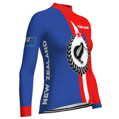 Custom New Zealand Women's Winter Thermal Fleece Cycling Jersey Long Sleeve