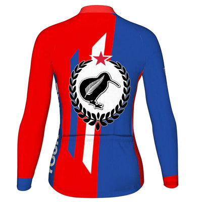 Custom New Zealand Women's Winter Thermal Fleece Cycling Jersey Long Sleeve