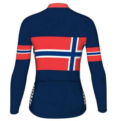 Custom Norway Women's Winter Thermal Fleece Cycling Jersey Long Sleeve