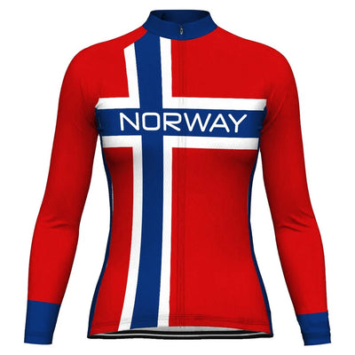 Custom Norway Women's Winter Thermal Fleece Cycling Jersey Long Sleeve