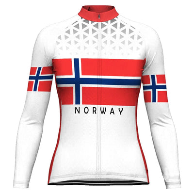 Custom Norway Women's Winter Thermal Fleece Cycling Jersey Long Sleeve