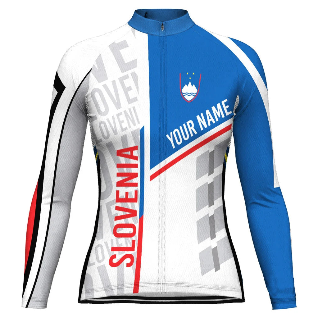 Custom Slovenia Women's Winter Thermal Fleece Cycling Jersey Long Sleeve