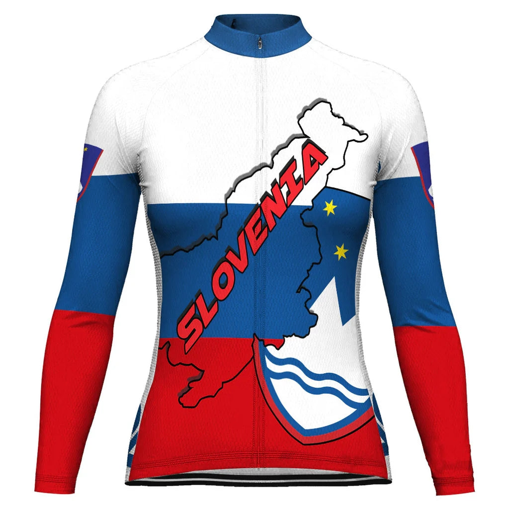 Custom Slovenia Women's Winter Thermal Fleece Cycling Jersey Long Sleeve