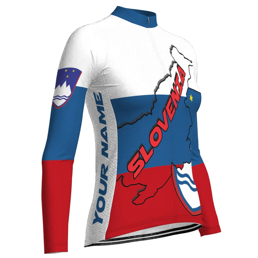 Custom Slovenia Women's Winter Thermal Fleece Cycling Jersey Long Sleeve