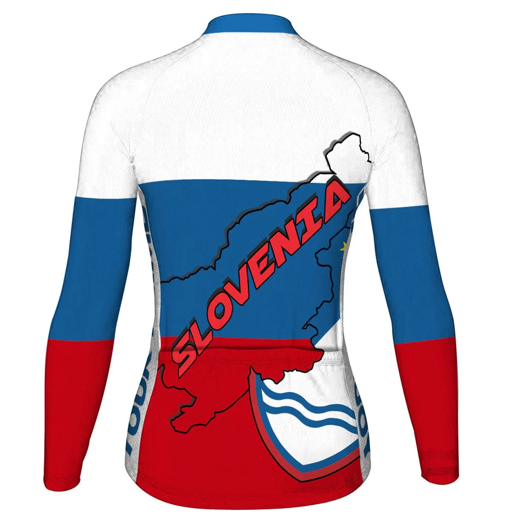Custom Slovenia Women's Winter Thermal Fleece Cycling Jersey Long Sleeve