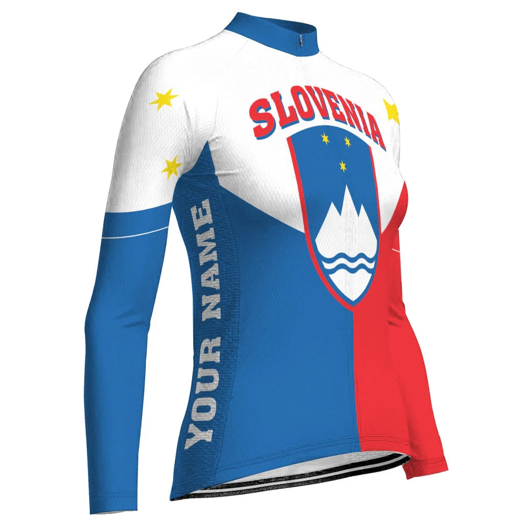 Custom Slovenia Women's Winter Thermal Fleece Cycling Jersey Long Sleeve
