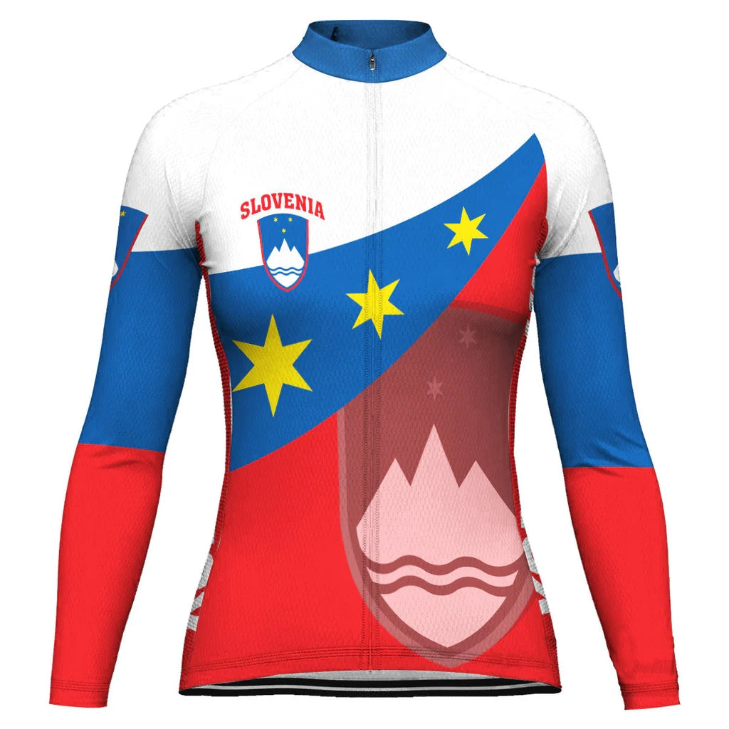 Custom Slovenia Women's Winter Thermal Fleece Cycling Jersey Long Sleeve