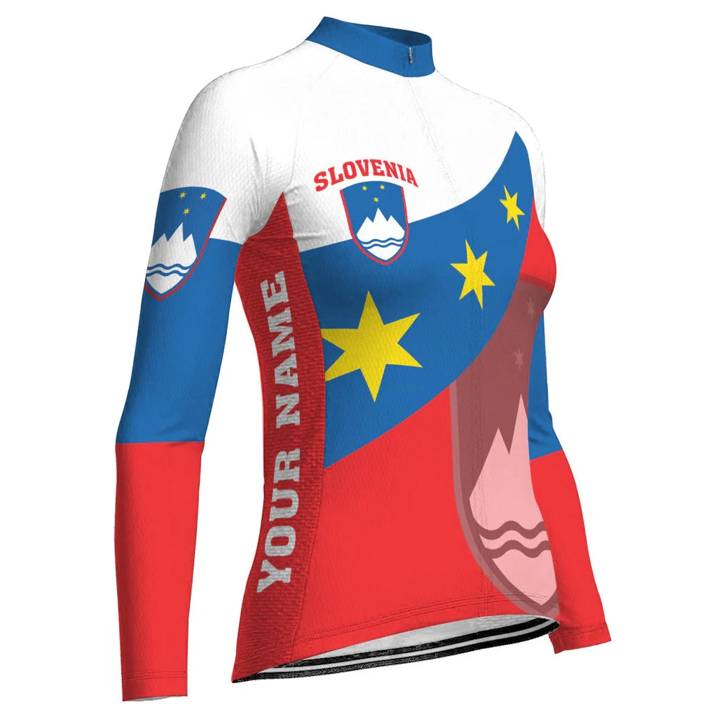 Custom Slovenia Women's Winter Thermal Fleece Cycling Jersey Long Sleeve