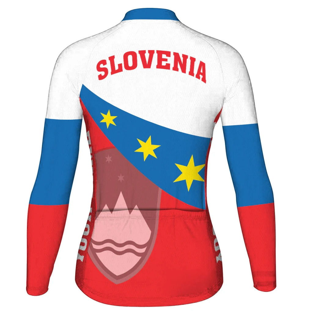 Custom Slovenia Women's Winter Thermal Fleece Cycling Jersey Long Sleeve