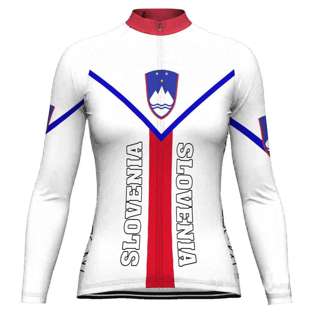 Custom Slovenia Women's Winter Thermal Fleece Cycling Jersey Long Sleeve