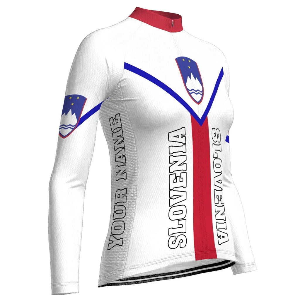 Custom Slovenia Women's Winter Thermal Fleece Cycling Jersey Long Sleeve