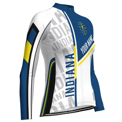 Custom Indiana Women's Winter Thermal Fleece Cycling Jersey Long Sleeve