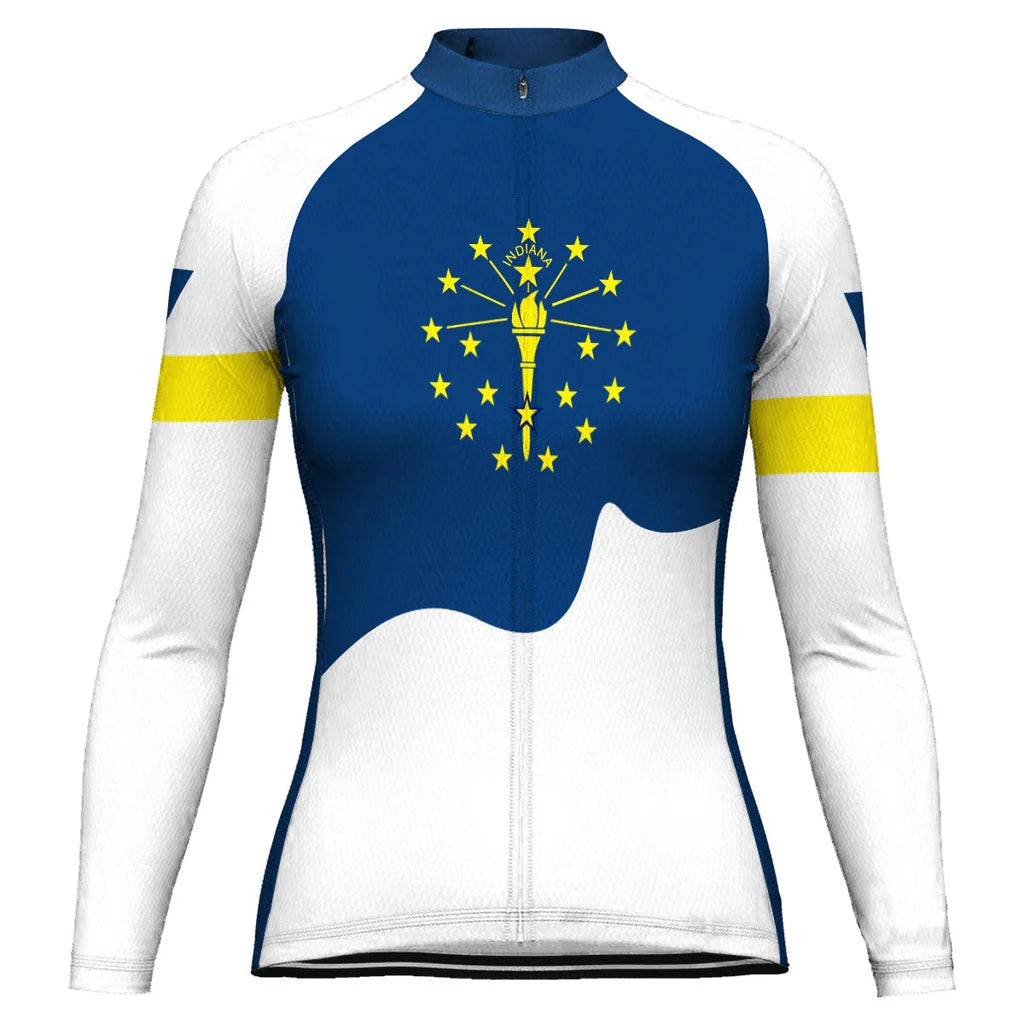 Custom Indiana Women's Winter Thermal Fleece Cycling Jersey Long Sleeve