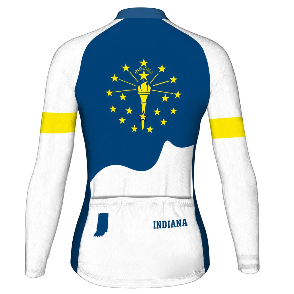 Custom Indiana Women's Winter Thermal Fleece Cycling Jersey Long Sleeve
