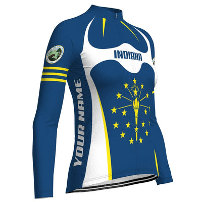 Custom Indiana Women's Winter Thermal Fleece Cycling Jersey Long Sleeve