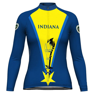 Custom Indiana Women's Winter Thermal Fleece Cycling Jersey Long Sleeve