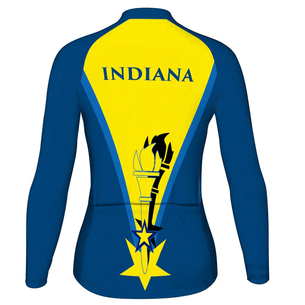 Custom Indiana Women's Winter Thermal Fleece Cycling Jersey Long Sleeve