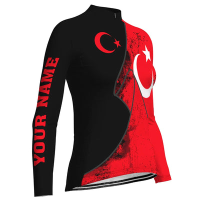 Custom Turkey Women's Winter Thermal Fleece Cycling Jersey Long Sleeve