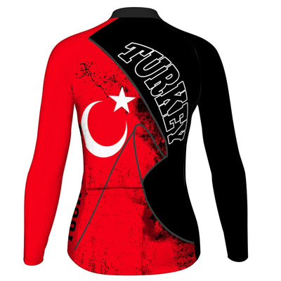 Custom Turkey Women's Winter Thermal Fleece Cycling Jersey Long Sleeve