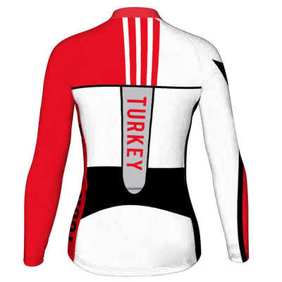 Custom Turkey Women's Winter Thermal Fleece Cycling Jersey Long Sleeve