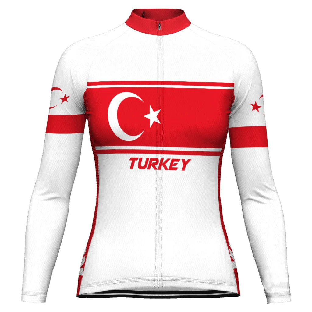 Custom Turkey Women's Winter Thermal Fleece Cycling Jersey Long Sleeve
