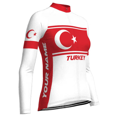Custom Turkey Women's Winter Thermal Fleece Cycling Jersey Long Sleeve