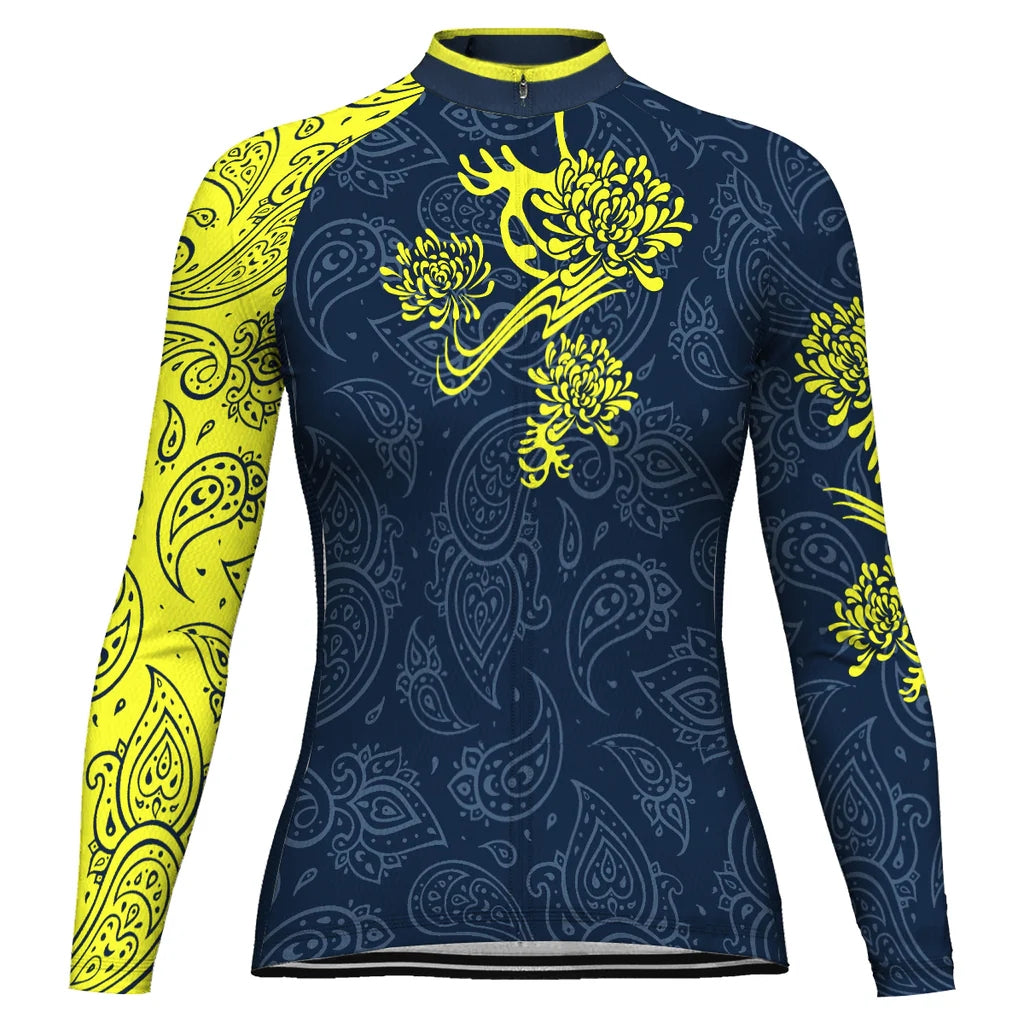 Custom Divine Hana Women's Winter Thermal Fleece Cycling Jersey Long Sleeve