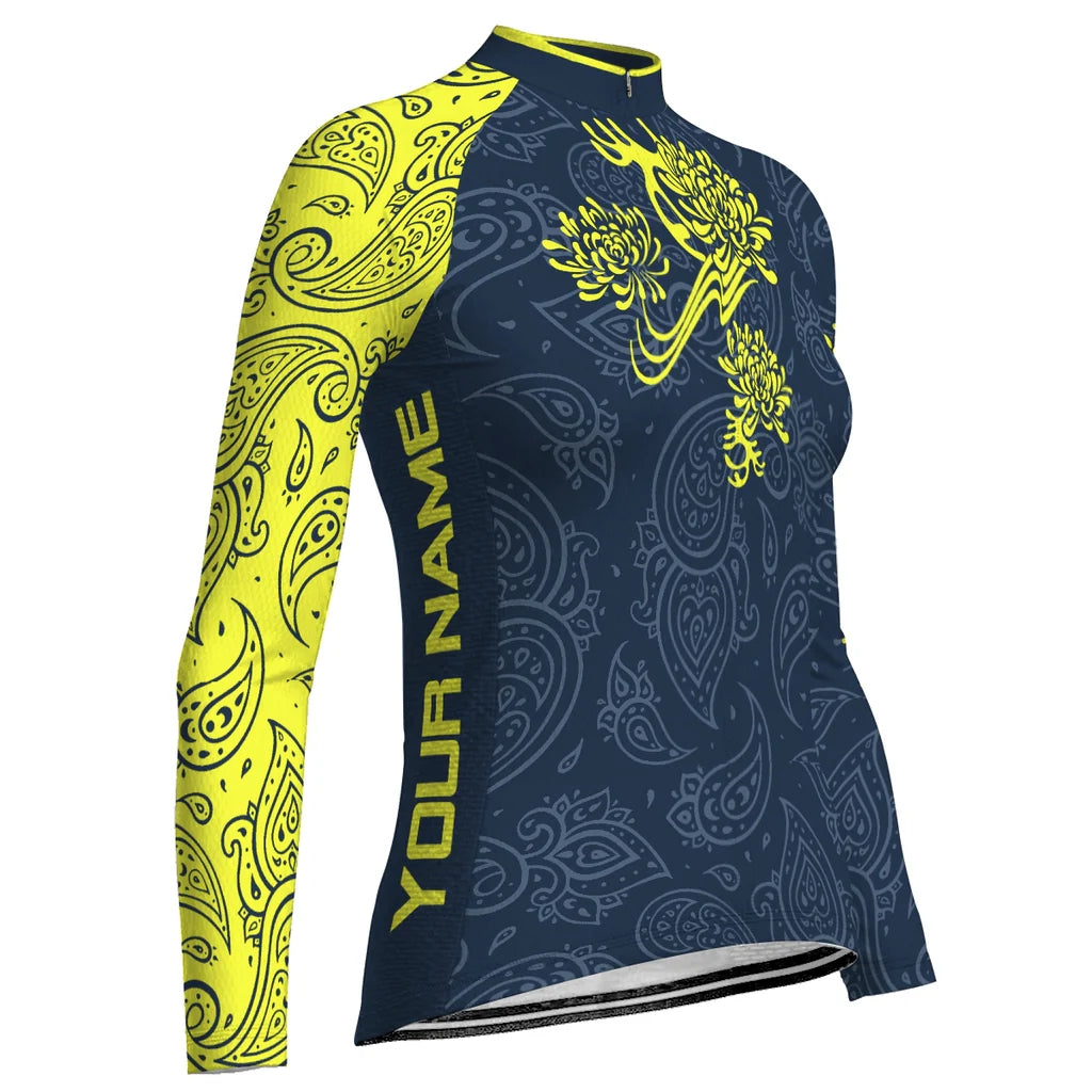 Custom Divine Hana Women's Winter Thermal Fleece Cycling Jersey Long Sleeve