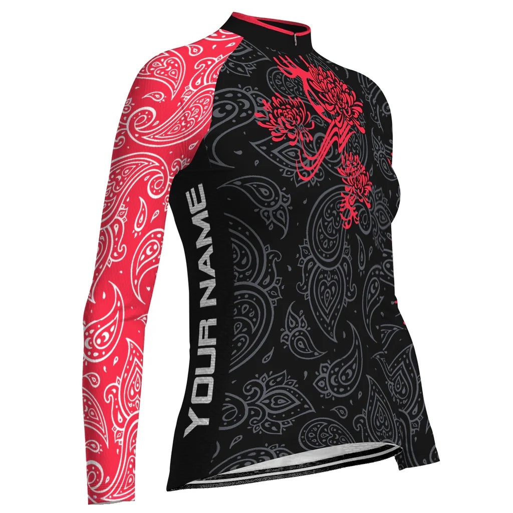 Custom Divine Hana Women's Winter Thermal Fleece Cycling Jersey Long Sleeve