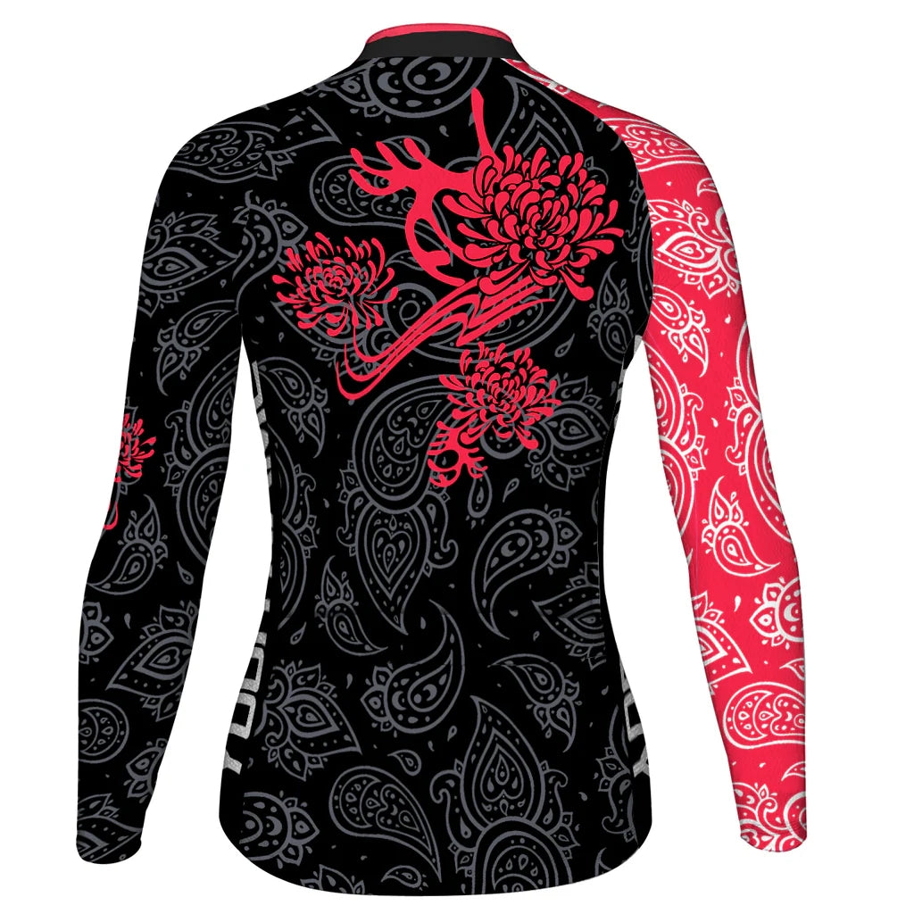 Custom Divine Hana Women's Winter Thermal Fleece Cycling Jersey Long Sleeve