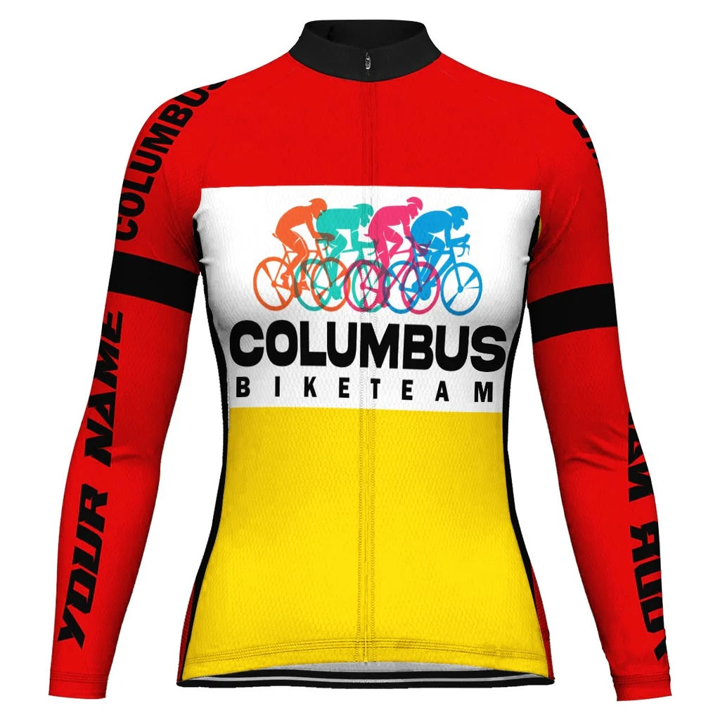 Customized Columbus Women's Thermal Fleece Cycling Jersey Long Sleeve