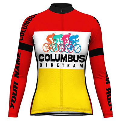 Customized Columbus Women's Thermal Fleece Cycling Jersey Long Sleeve