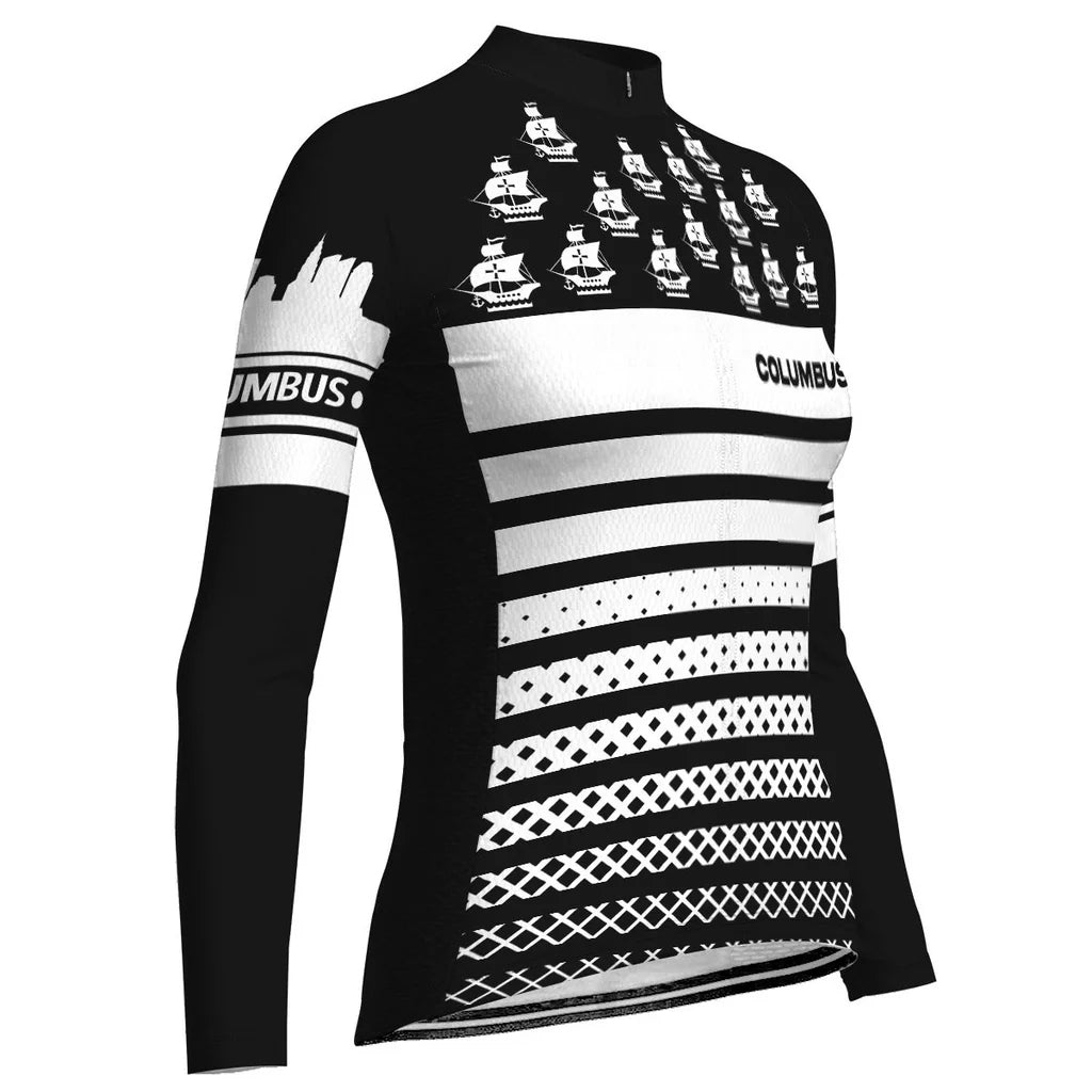 Customized Columbus Women's Thermal Fleece Cycling Jersey Long Sleeve