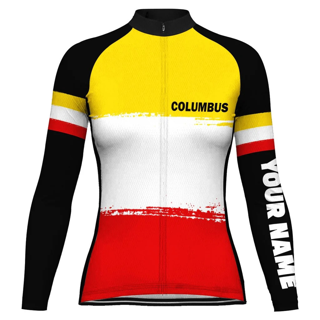 Customized Columbus Women's Thermal Fleece Cycling Jersey Long Sleeve