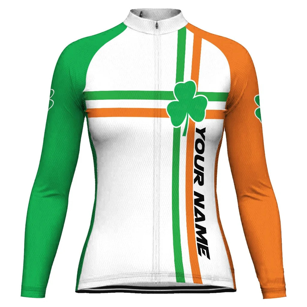 Customized Patrick's Day Women's Thermal Fleece Cycling Jersey Long Sleeve