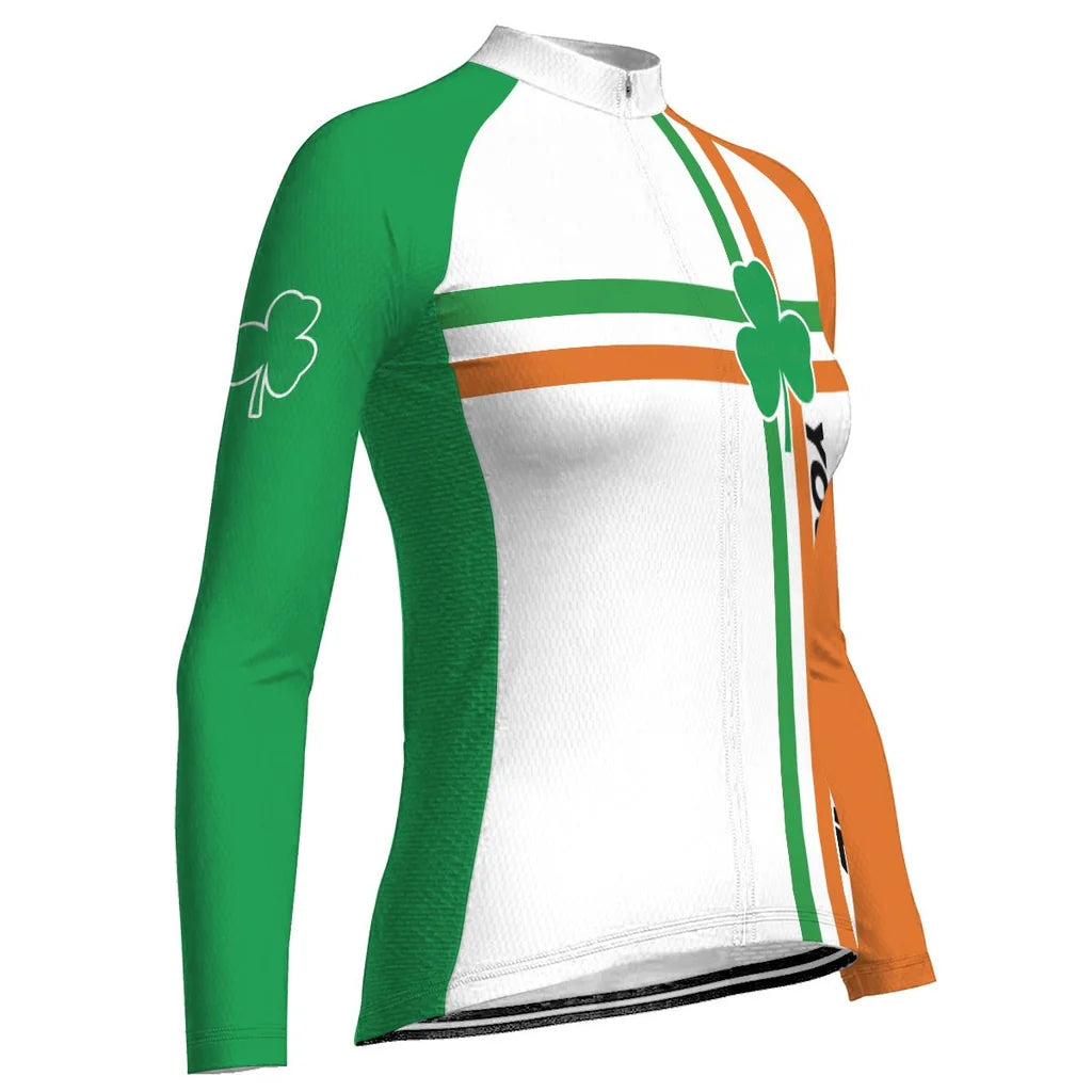 Customized Patrick's Day Women's Thermal Fleece Cycling Jersey Long Sleeve