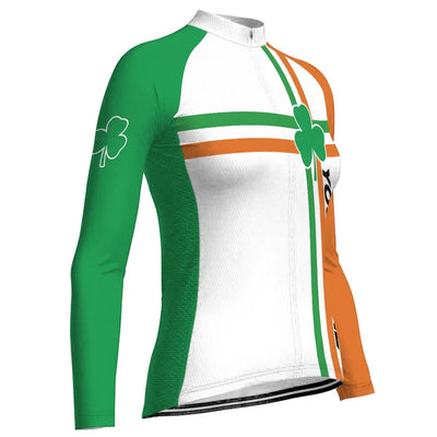 Customized Patrick's Day Women's Thermal Fleece Cycling Jersey Long Sleeve