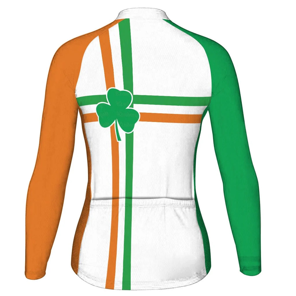 Customized Patrick's Day Women's Thermal Fleece Cycling Jersey Long Sleeve