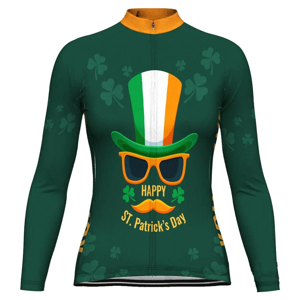 Customized Patrick's Day Women's Thermal Fleece Cycling Jersey Long Sleeve