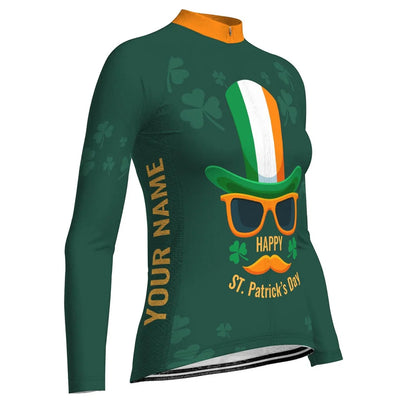 Customized Patrick's Day Women's Thermal Fleece Cycling Jersey Long Sleeve
