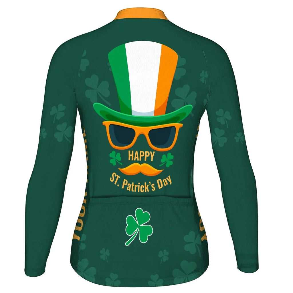 Customized Patrick's Day Women's Thermal Fleece Cycling Jersey Long Sleeve