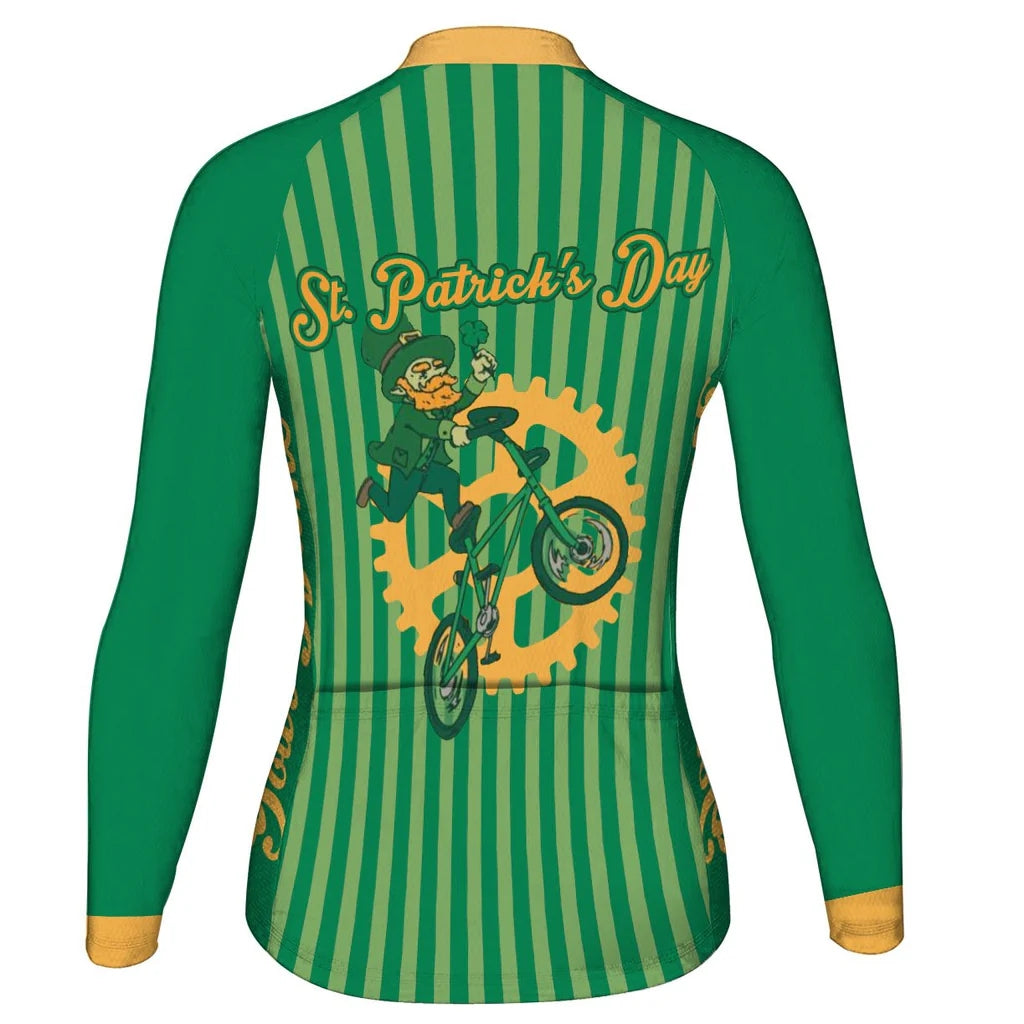 Customized Patrick's Day Women's Thermal Fleece Cycling Jersey Long Sleeve