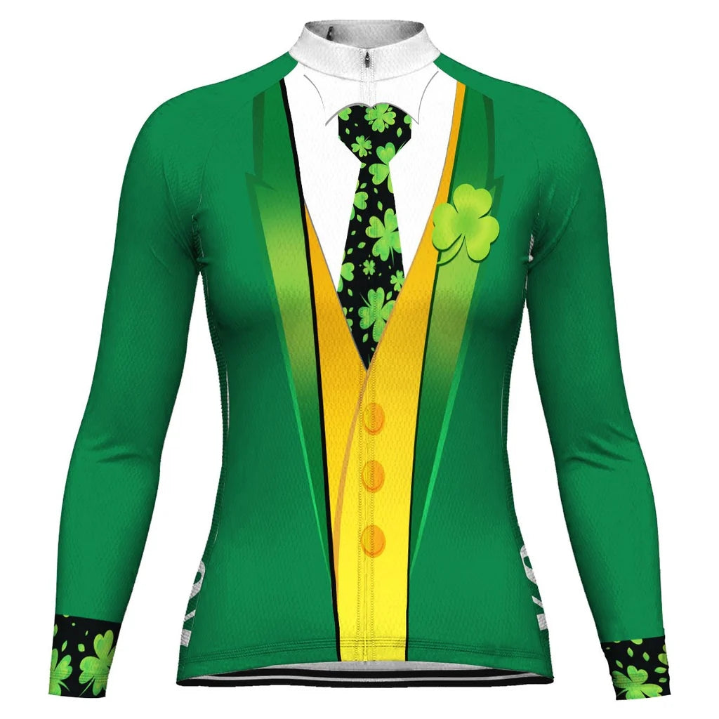 Customized Patrick's Day Women's Thermal Fleece Cycling Jersey Long Sleeve