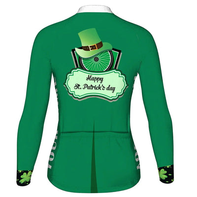 Customized Patrick's Day Women's Thermal Fleece Cycling Jersey Long Sleeve
