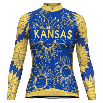Customized Kansas Women's Thermal Fleece Cycling Jersey Long Sleeve
